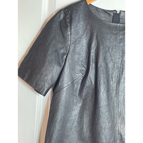 Milly Blouse Womens Size 8 Black Lambs Leather Dressy Holidays Office Siren - Picture 3 of 9